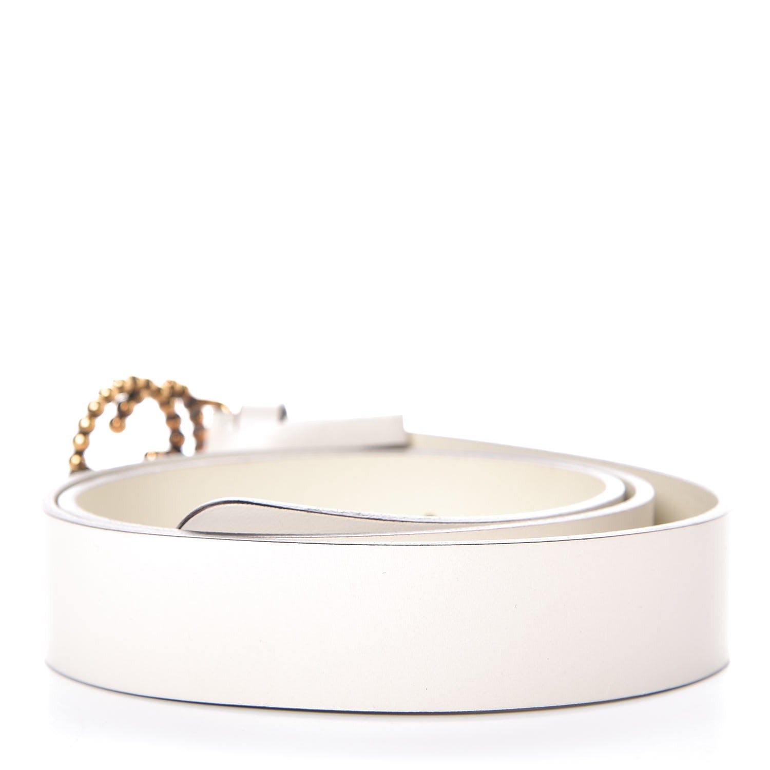 Gucci Margaux Calfskin Studded Interlocking G 30mm Belt 85 34 Mystic White 3 of 6