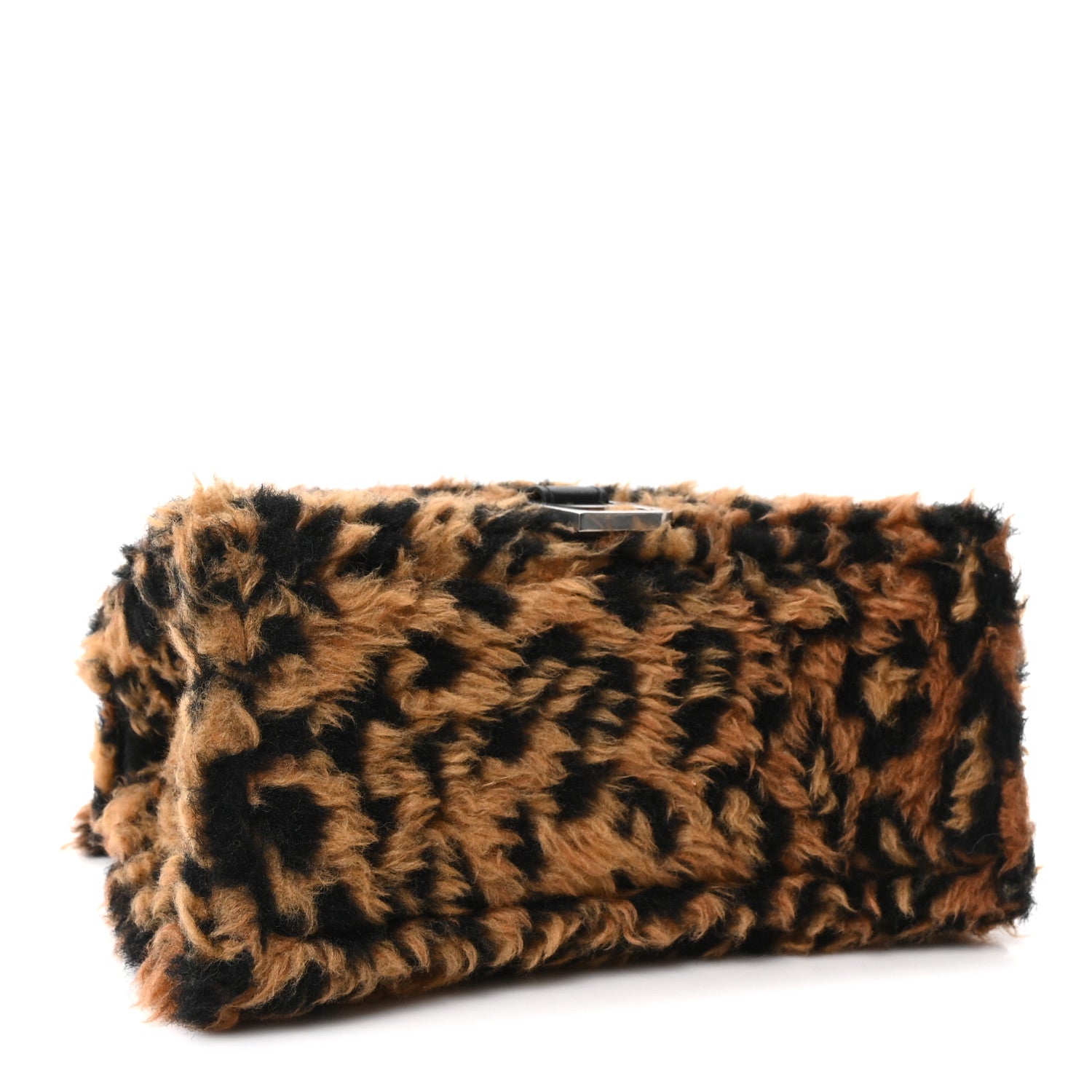 Balenciaga Fleece Leopard Print Small Hourglass Top Handle Bag Brown 4 of 10