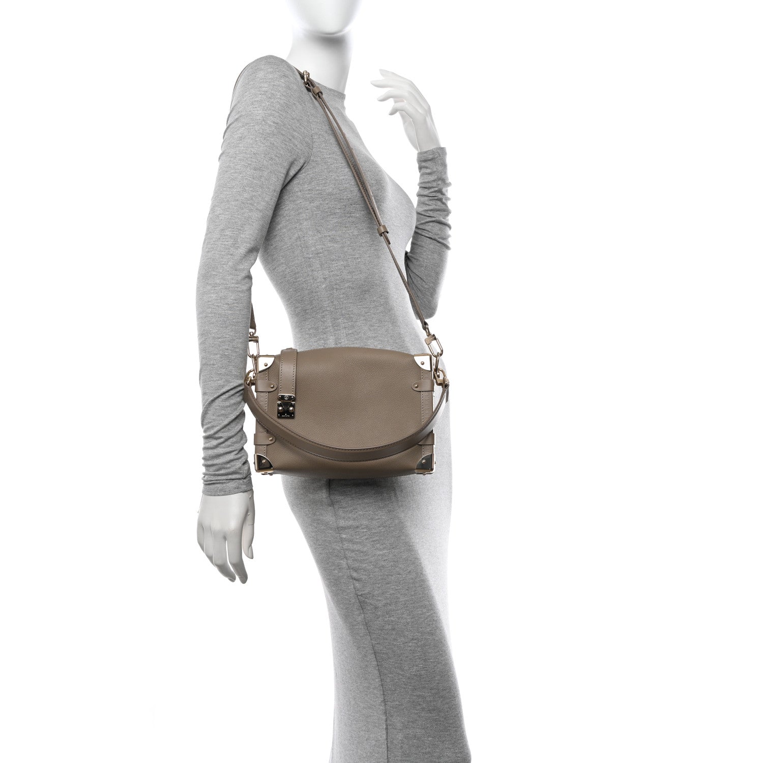Louis Vuitton Calfskin Side Trunk MM Taupe 2 of 10