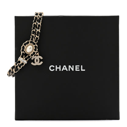 Chanel Lambskin Metal Crystal Pearl CC Bracelet Gold 6 of 6