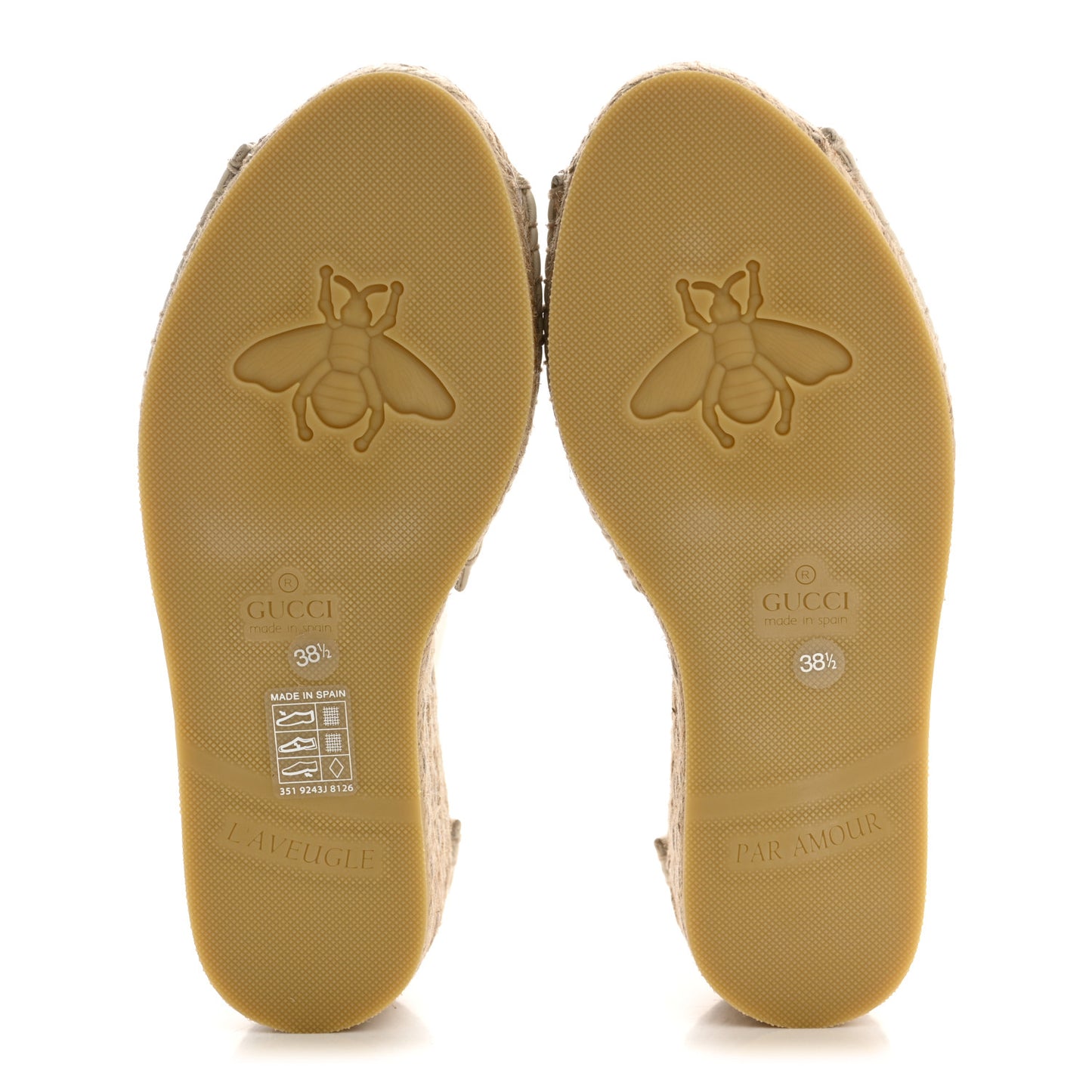 GG Raffia Monogram Ankle Wrap Platform Espadrille Wedge Sandals 38.5 Beige