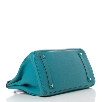 Hermes Taurillon Clemence Birkin 35 Turquoise 4 of 15