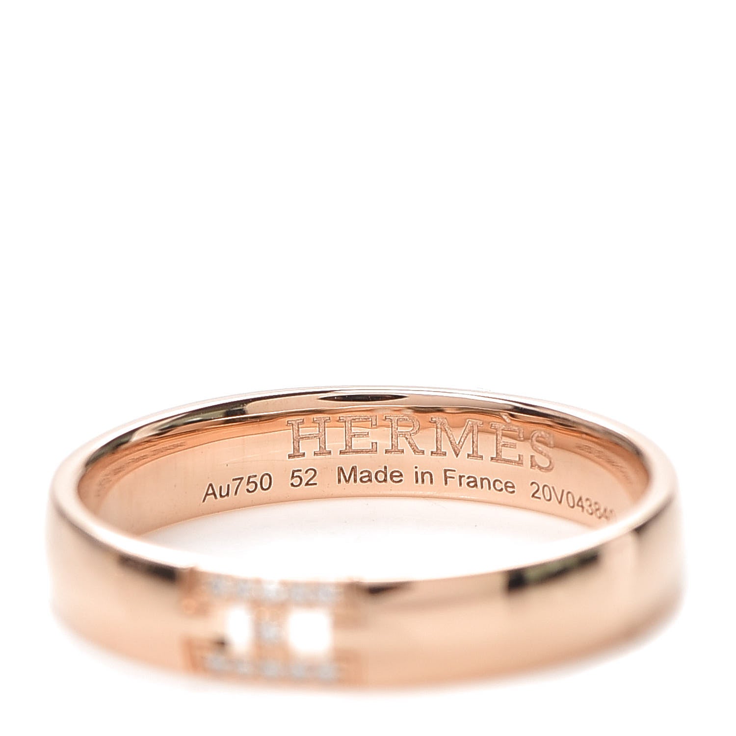 Hermes 18K Rose Gold Diamond Ever Herakles Wedding Band Ring 52 6 4 of 5