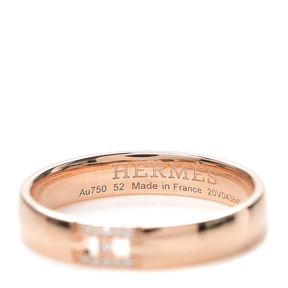Hermes 18K Rose Gold Diamond Ever Herakles Wedding Band Ring 52 6 4 of 5