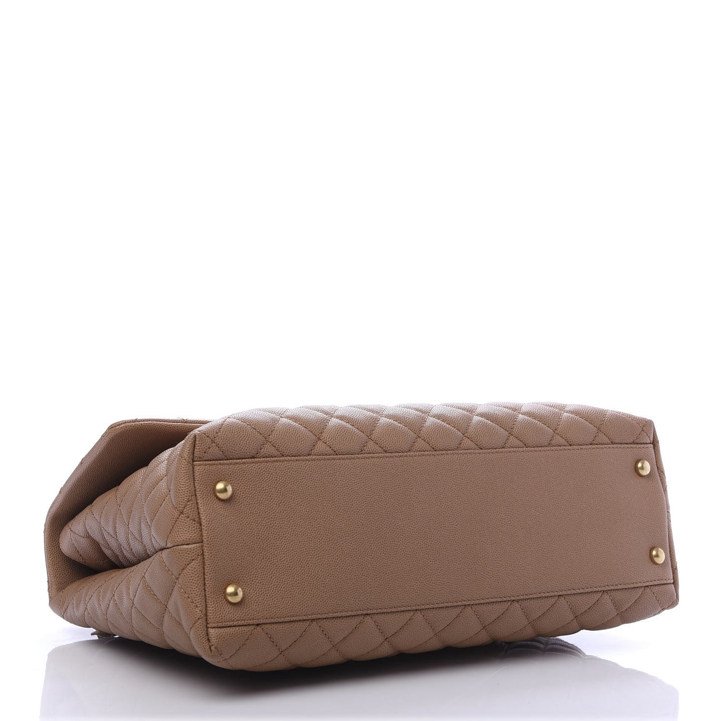 Caviar Lizard Quilted Large Coco Handle Flap Beige