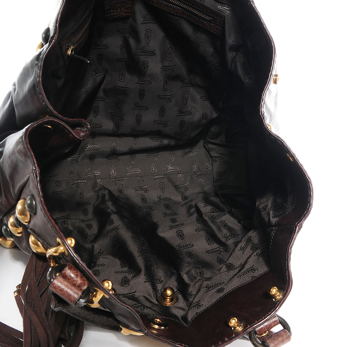 Leather Suede Fringe Large Babouska Tote Brown