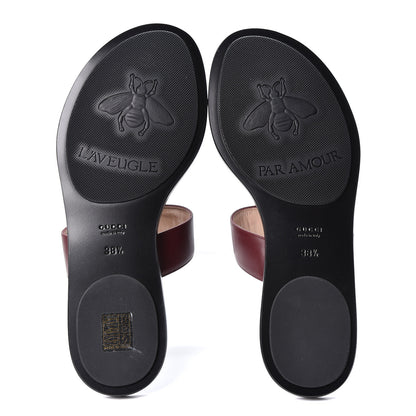 Gucci Calfskin GG Marmont Thong Sandals 38.5 Vintage Bordeaux 6 of 9