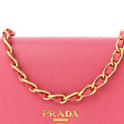 Prada Saffiano Metal Oro Chain Wallet Peonia 9 of 11