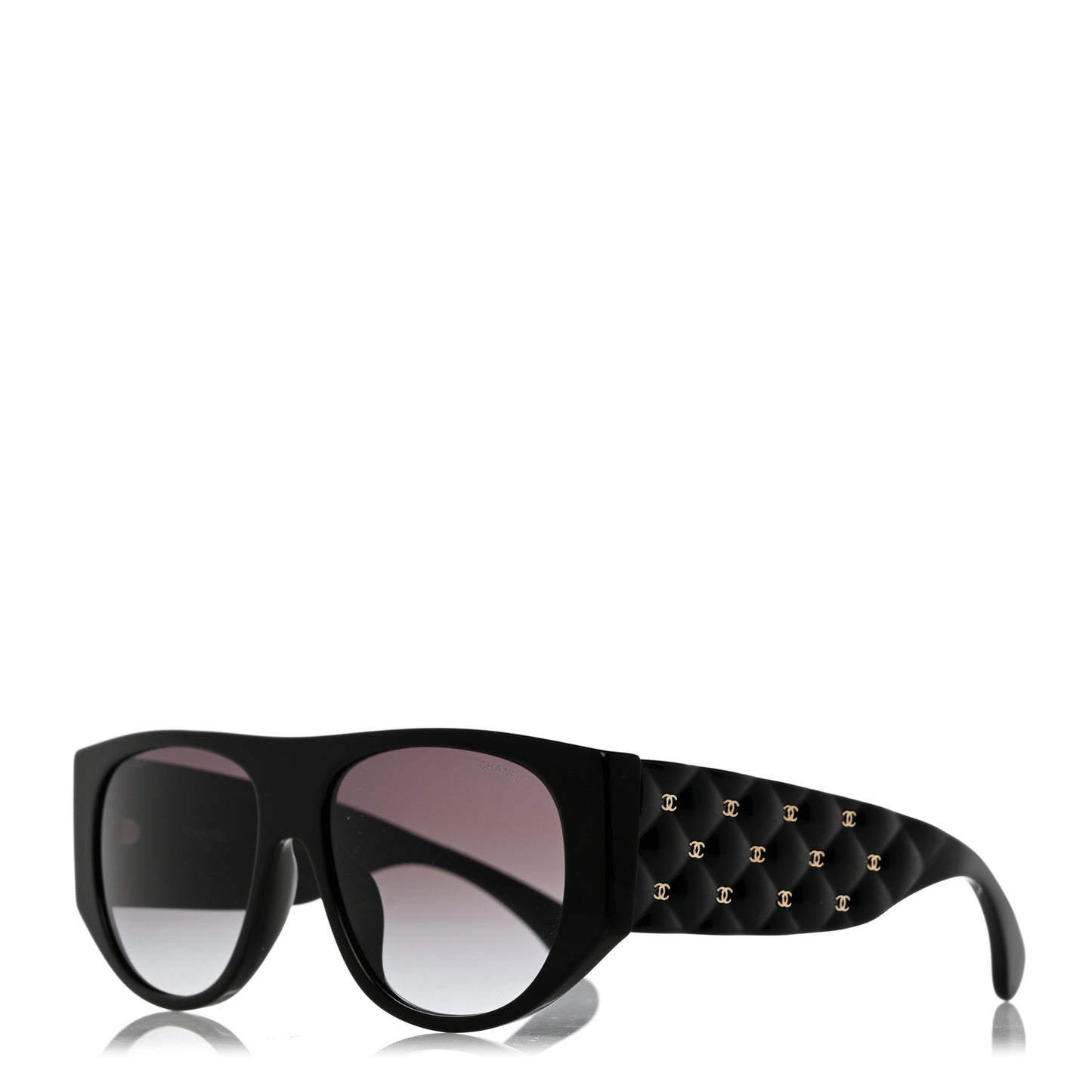 Acetate Quilted CC Pilot Sunglasses 71465 Black