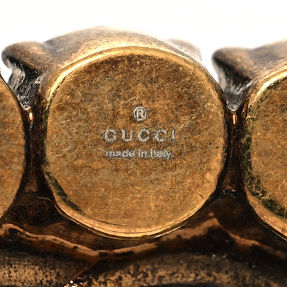 Gucci Metal Crystal Double G Brooch Aged Gold 4 of 4