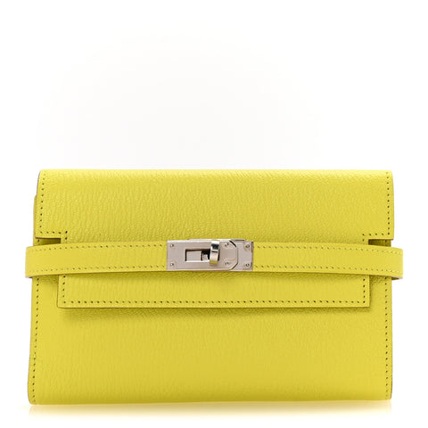 Chevre Mysore Medium Kelly Wallet Lime