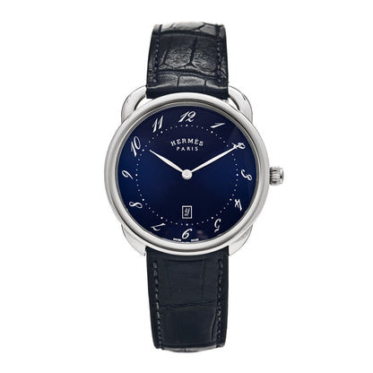 Hermes Stainless Steel Alligator 40mm Arceau Quartz Watch Bleu Abysse 1 of 5