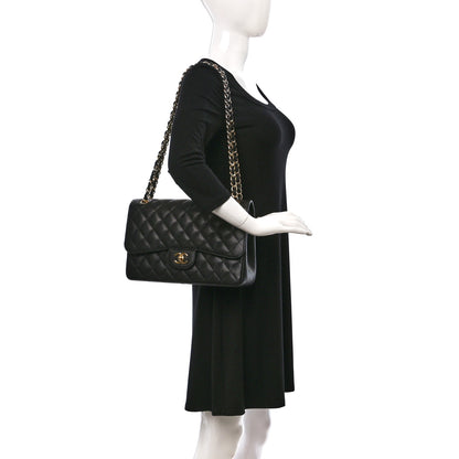 Chanel Caviar Quilted Jumbo Double Flap Black 2 of 9