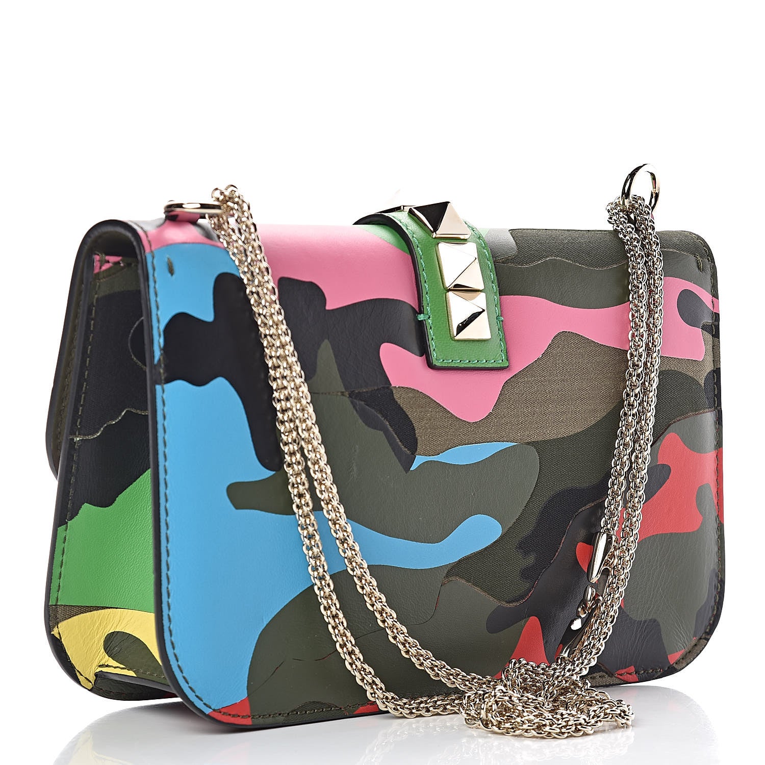 Valentino Garavani Nappa Canvas Camouflage Medium Glam Lock Rockstud Flap Multicolor 3 of 14