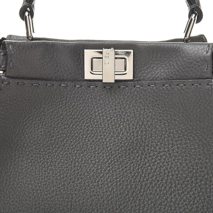 Fendi Cuoio Romano Selleria Bi-Color Mini Peekaboo Iconic Satchel Asfalto Latte 9 of 11
