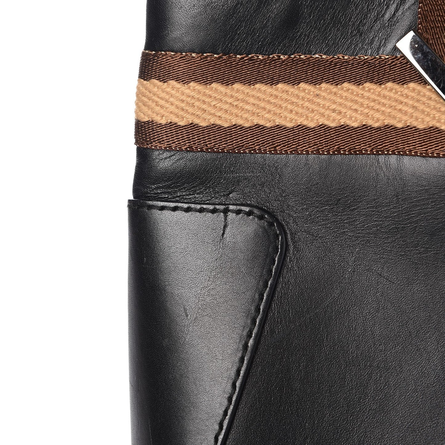 Calfskin Web Tote Black