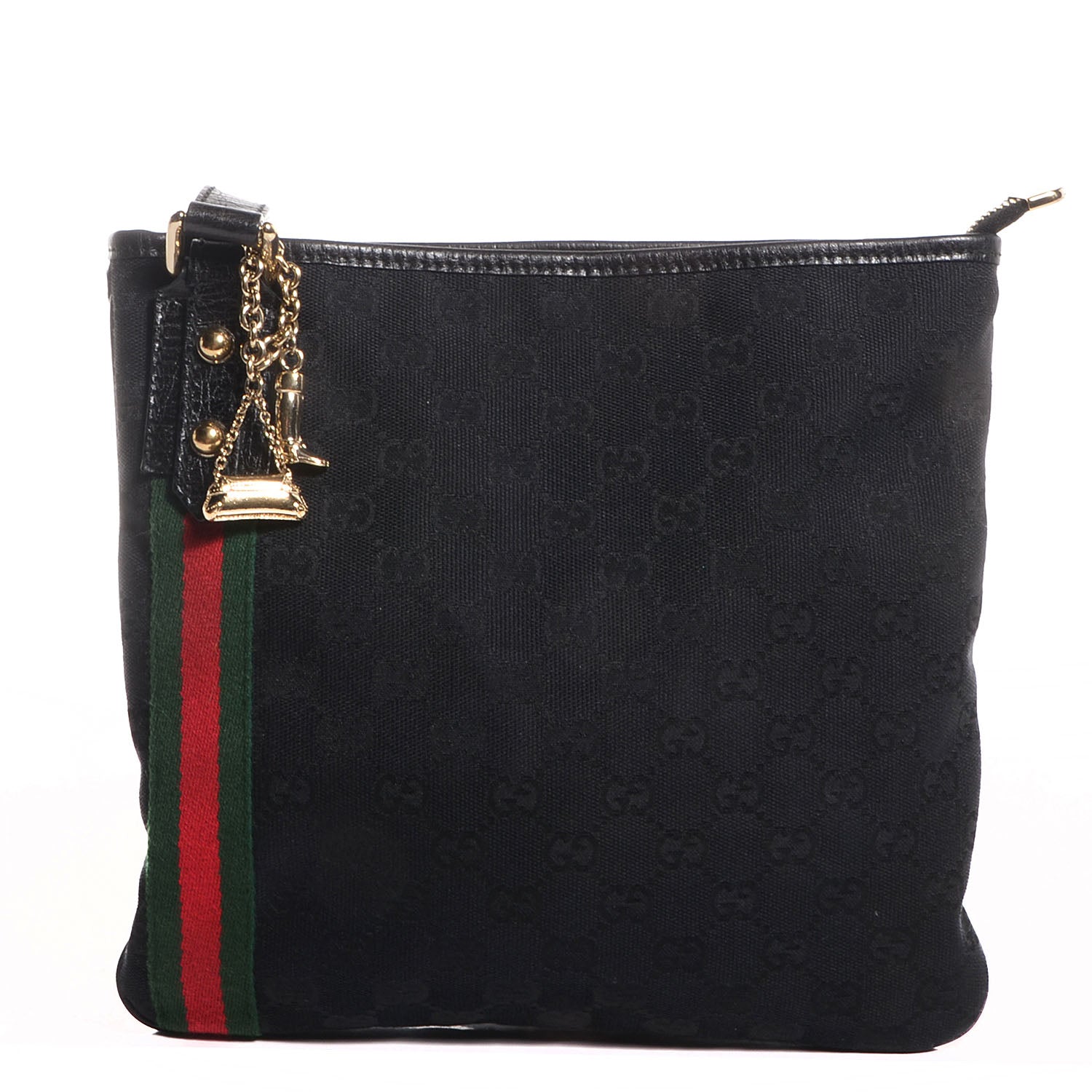 Gucci Monogram Web Jolicoeur Charms Messenger Bag Black 1 of 7