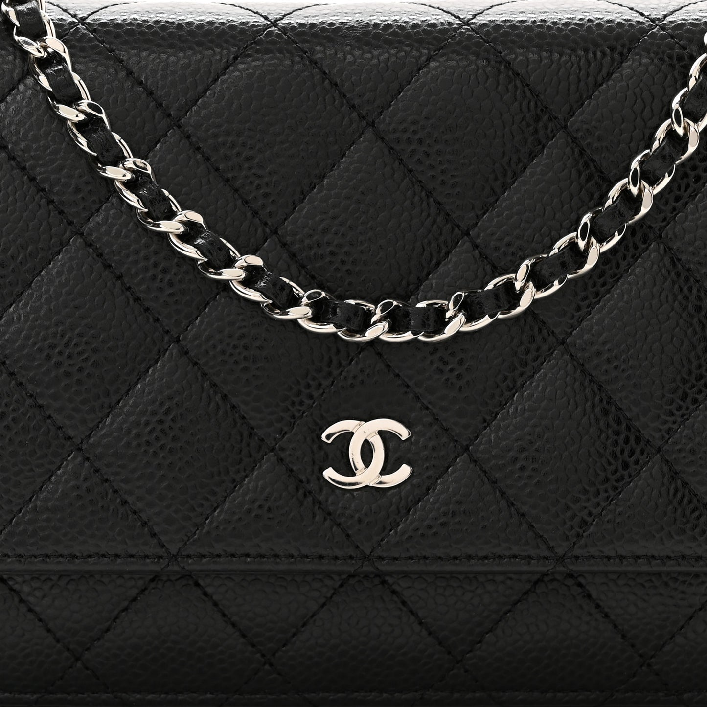 Caviar Quilted Wallet On Chain WOC Black
