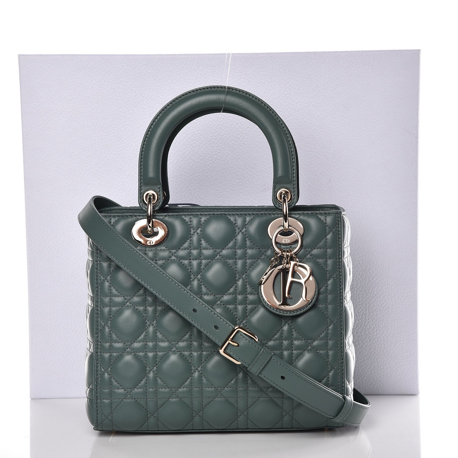 Christian Dior Lambskin Cannage Medium Lady Dior Storm Blue 10 of 10