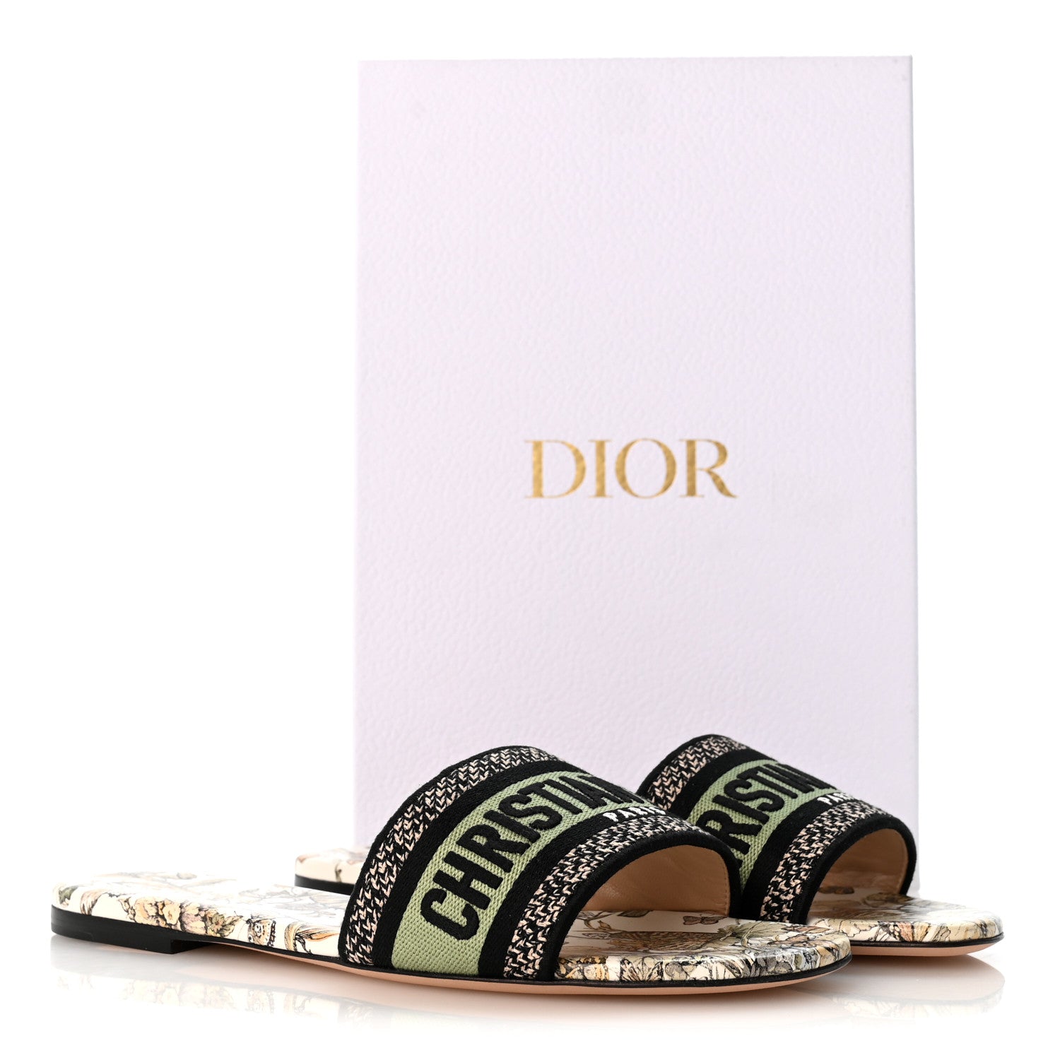 Christian Dior Canvas Embroidered Butterfly Dway Mules Slide Sandals 39.5 Green 10 of 10