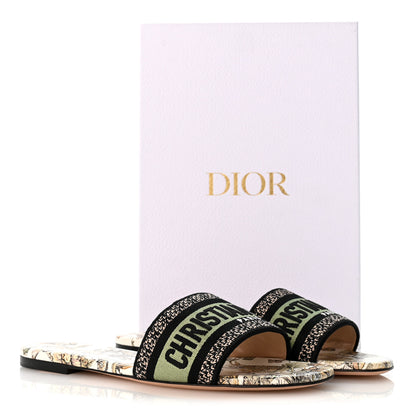 Christian Dior Canvas Embroidered Butterfly Dway Mules Slide Sandals 39.5 Green 10 of 10