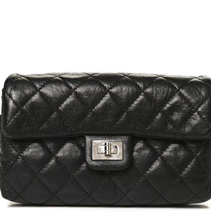 Chanel Aged Calfskin Quilted 2.55 Reissue Flap Belt Bag Clutch Black 6 of 10