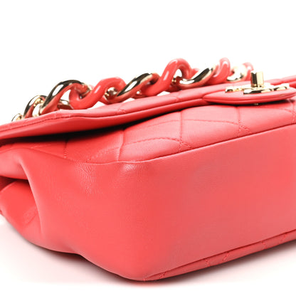 Chanel Lambskin Quilted Resin Bi-Color Chain Flap Bag Red 9 of 10
