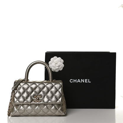 Chanel Metallic Aged Calfskin Quilted Mini Coco Handle Flap Gold 12 of 13