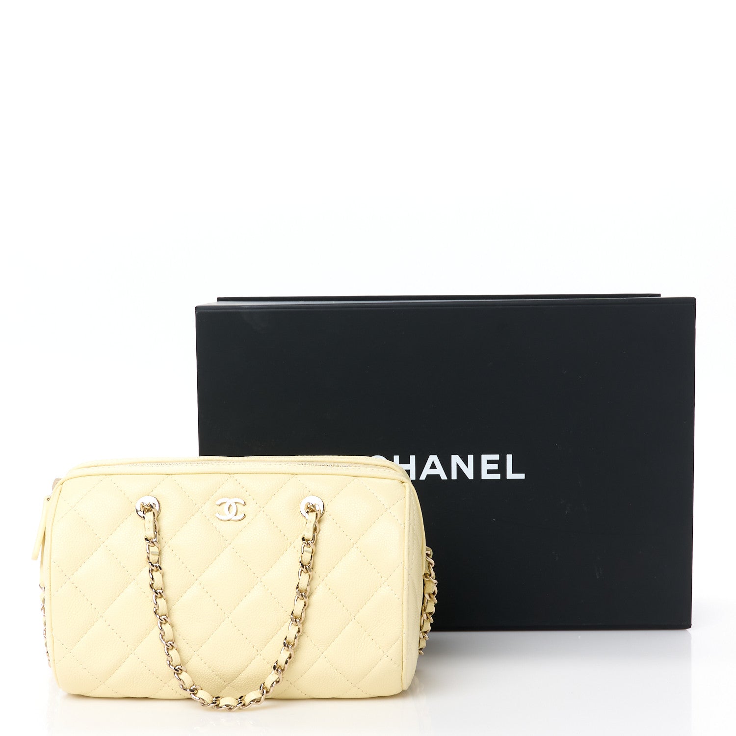 Chanel Caviar Quilted Mini Bowling Bag Yellow 11 of 11