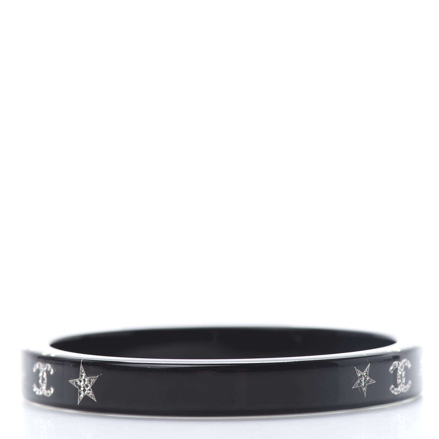 Chanel Resin Crystal CC Star Bracelet Black 3 of 5