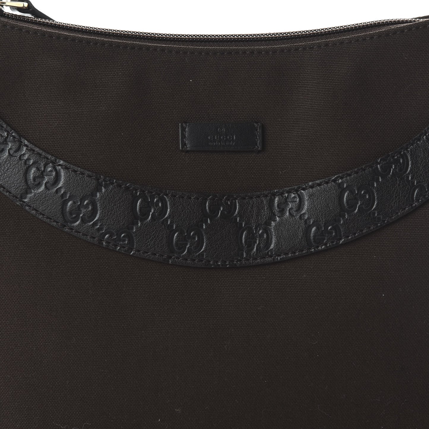 Guccissima Trim Canvas Hobo Dark Brown