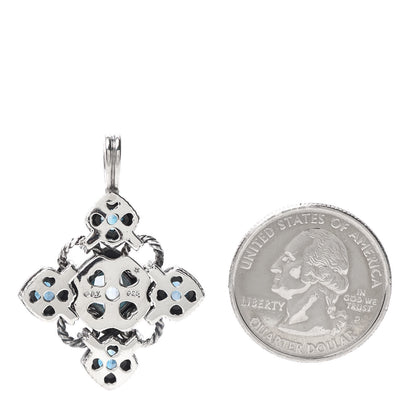 David Yurman Sterling Silver Blue Topaz Renaissance Cross Enhancer Pendant 2 of 3