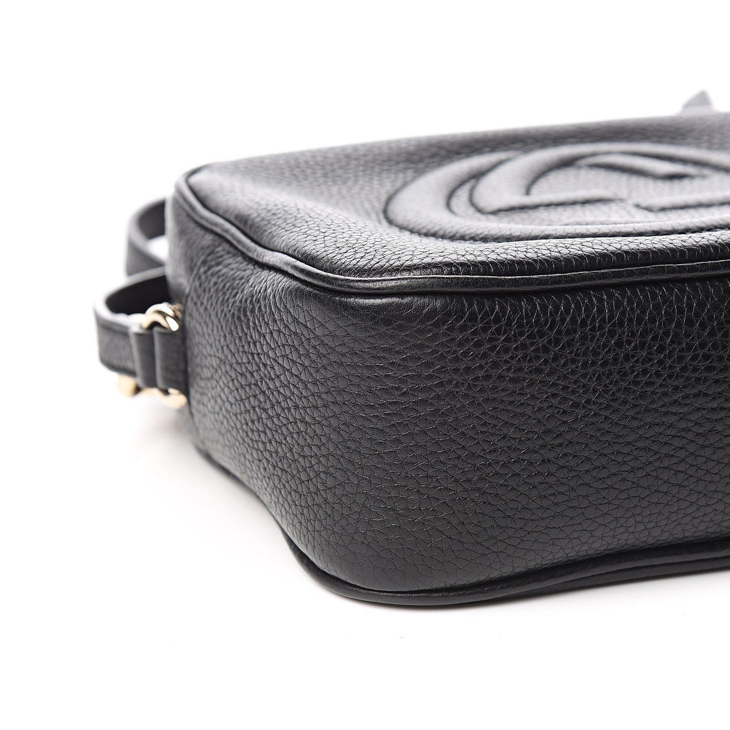 Pebbled Calfskin Small Soho Disco Bag Black