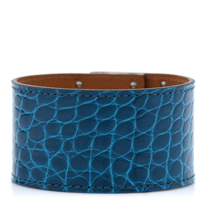 Hermes Shiny Alligator Kelly Dog Bracelet T2 Bleu Izmir 3 of 5