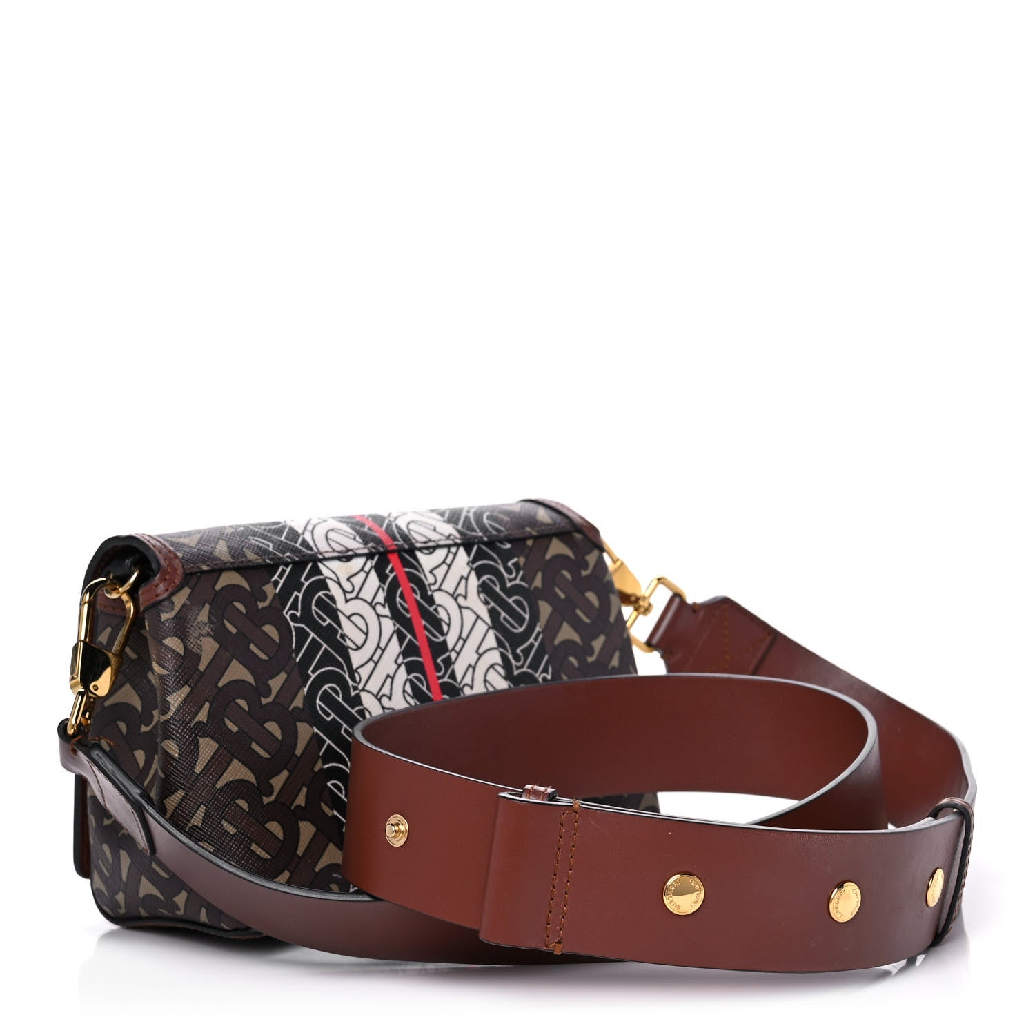 Burberry E-Canvas Monogram Stripe Hackberry Crossbody Bag Bridle Brown 3 of 10