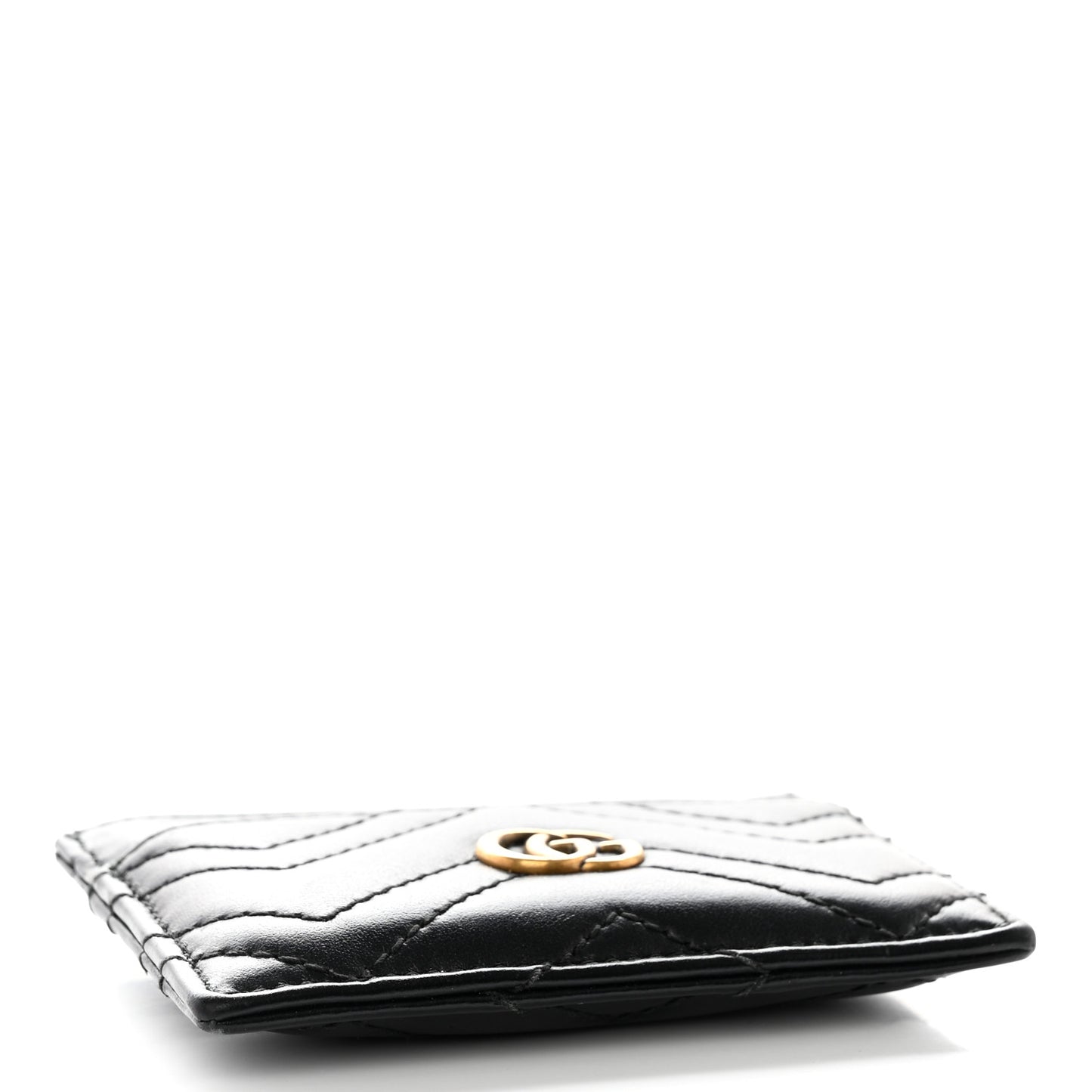 Calfskin Matelasse GG Marmont Card Holder Black