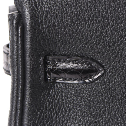 Hermes Taurillon Novillo Shiny Niloticus Crocodile Birkin Touch 25 Black 11 of 37