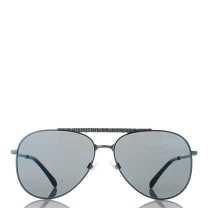 Chanel Aviator Metallic Pilot Sunglasses 4231 Dark Blue 2 of 9