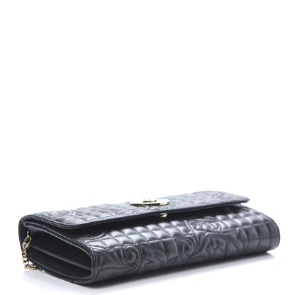 Versace Nappa Barocco Quilted Wallet Chain Crossbody Black 4 of 9