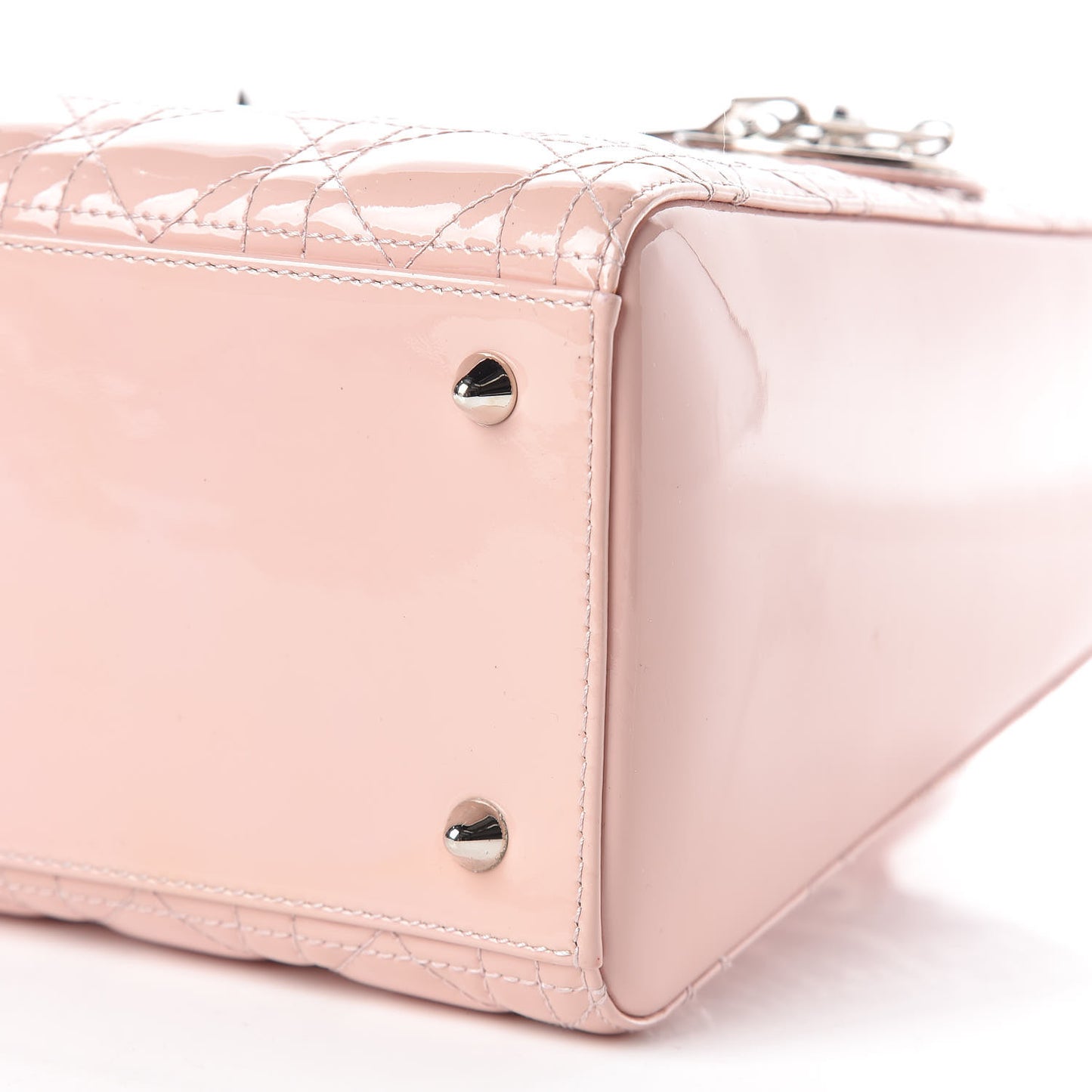 Patent Cannage Medium Lady Dior Rose Clair
