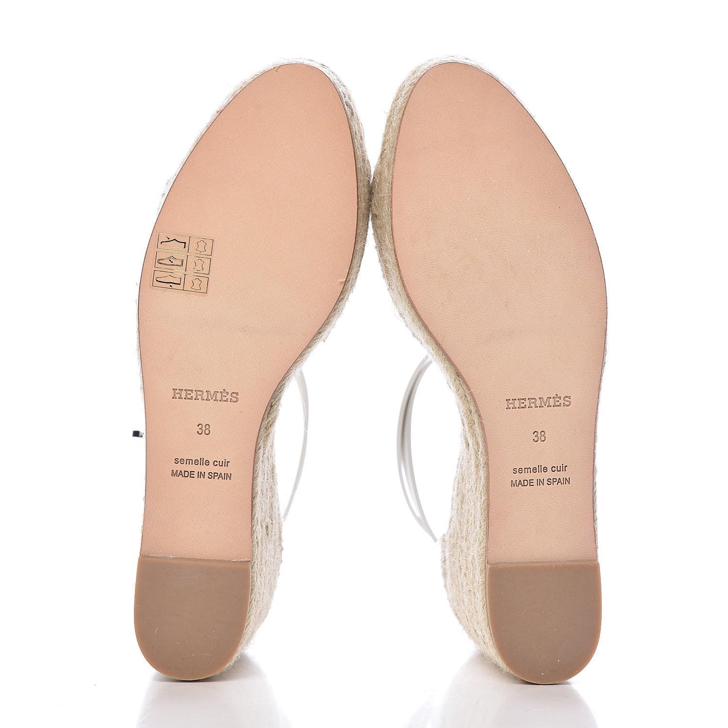 Hermes Calfskin Tivoli Espadrille Wedge Sandals 38 White 5 of 10