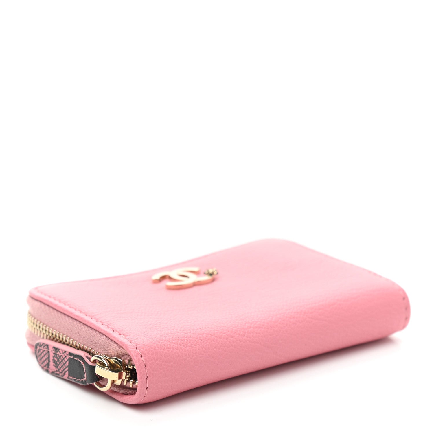 Chanel Goatskin Camellia Zip Coin Purse Pink 4 of 7