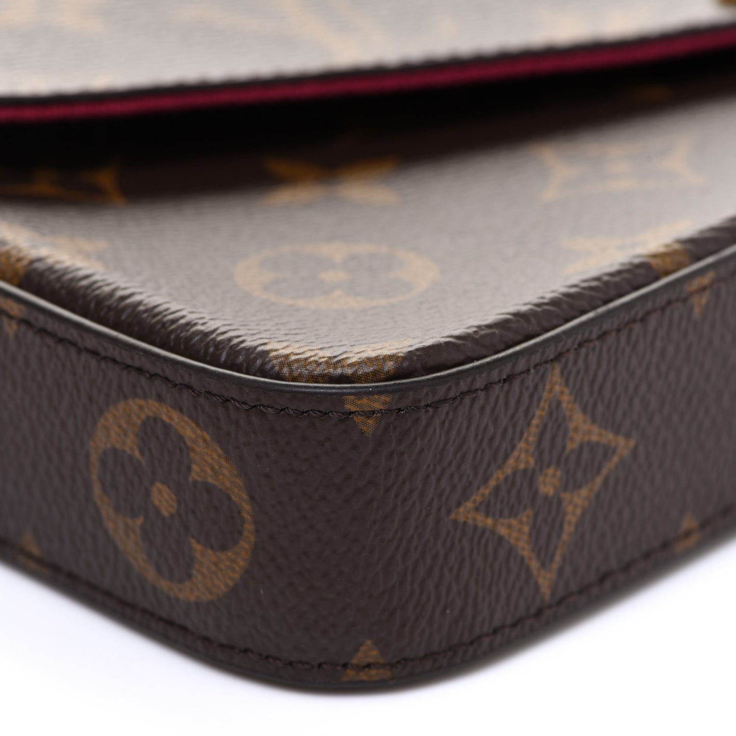 Monogram Pochette Felicie Chain Wallet Fuchsia