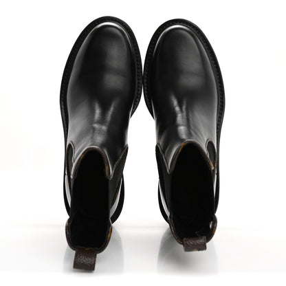 Louis Vuitton Calfskin Monogram Beaubourg Ankle Boots 38 Black 2 of 9