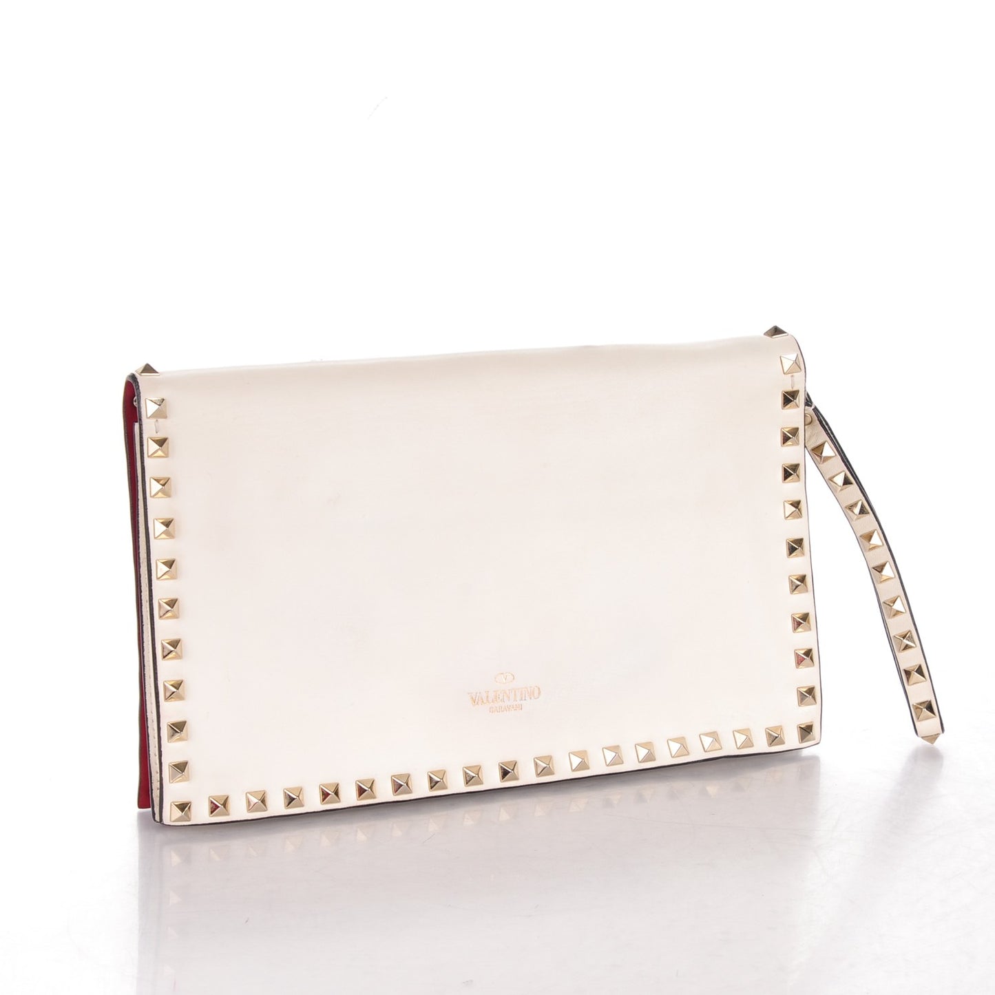 Nappa Rockstud Wristlet Clutch White