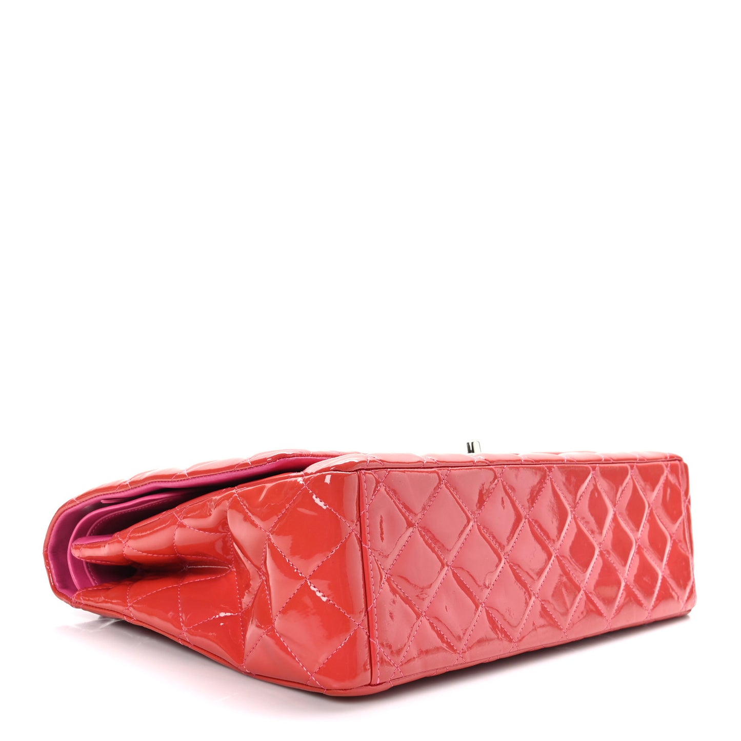 Patent Maxi Quilted Double Flap Dark Pink