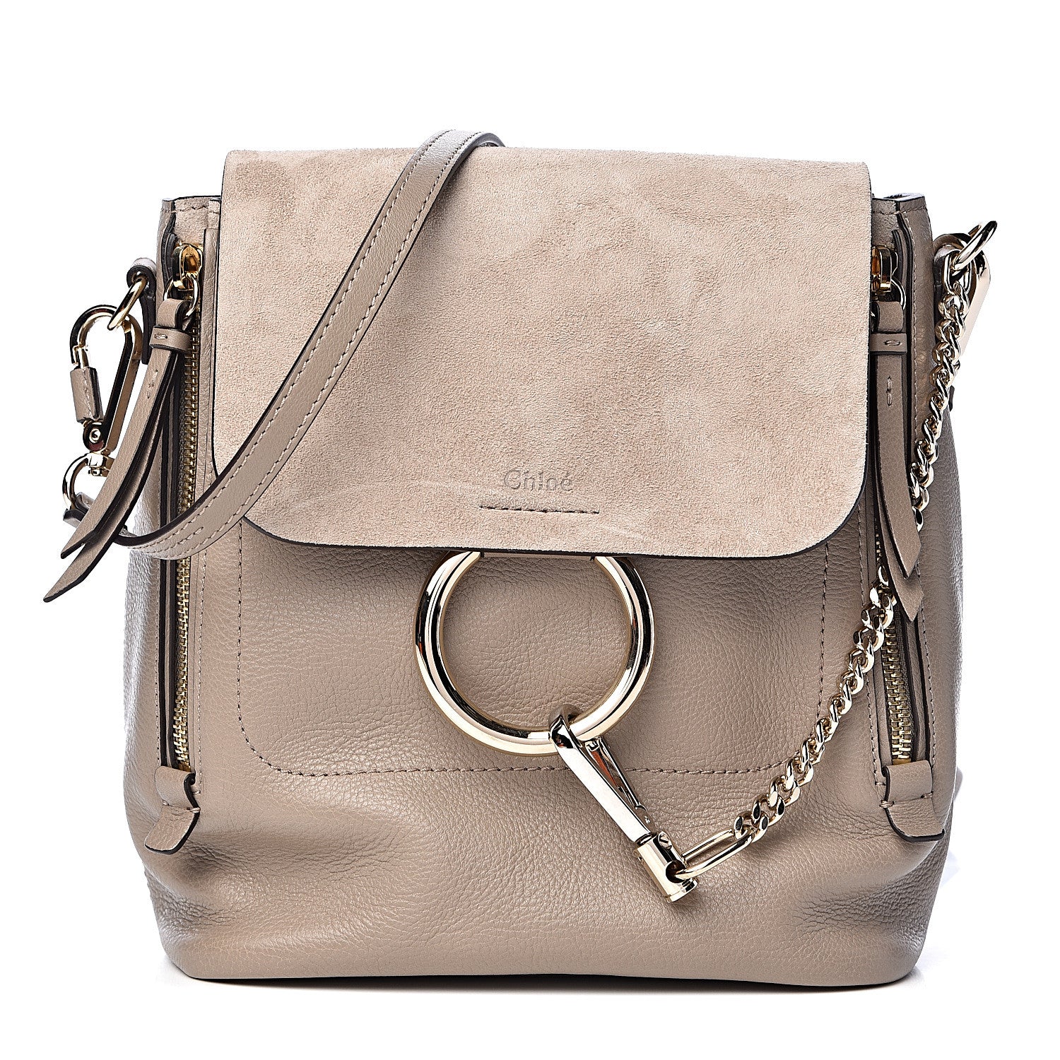Chloe Suede Calfskin Small Faye Backpack Motty Grey 1 of 14