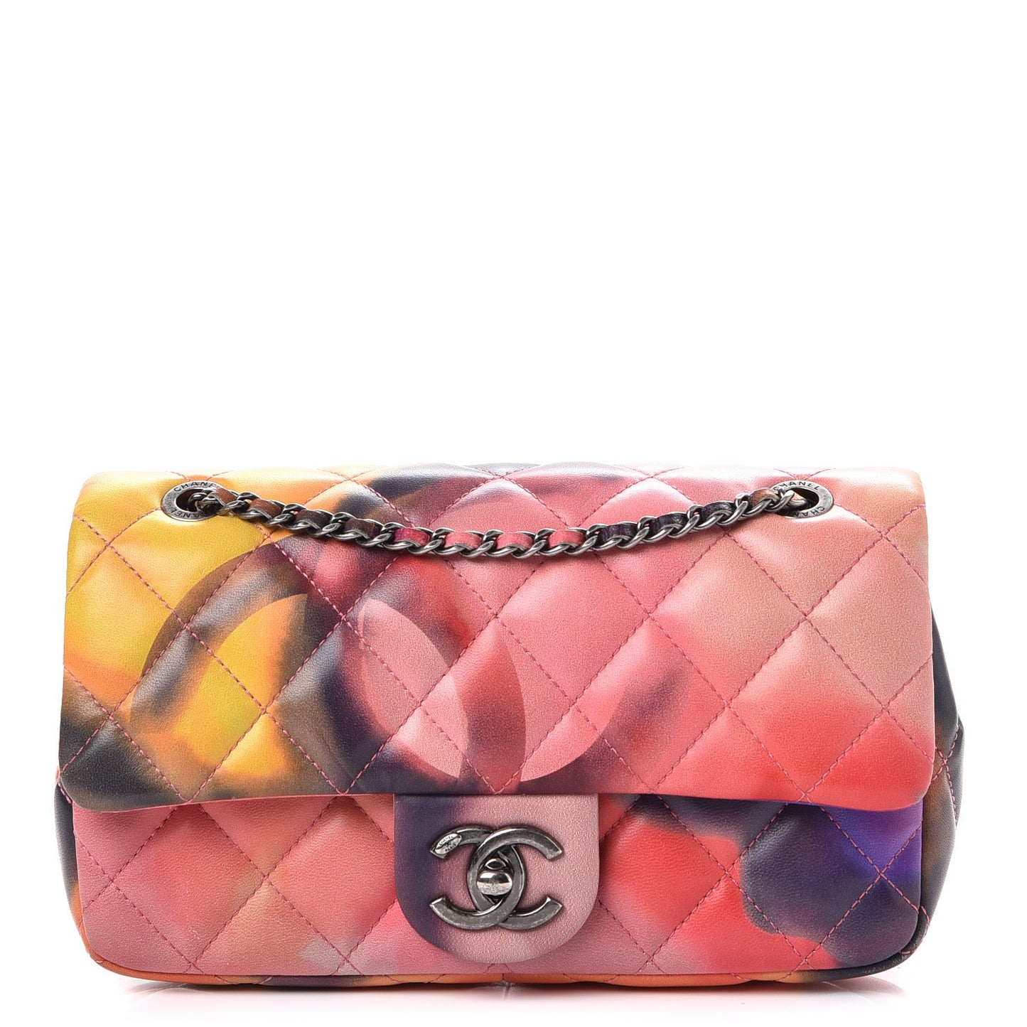 Printed Lambskin Quilted Small Flower Power Flap