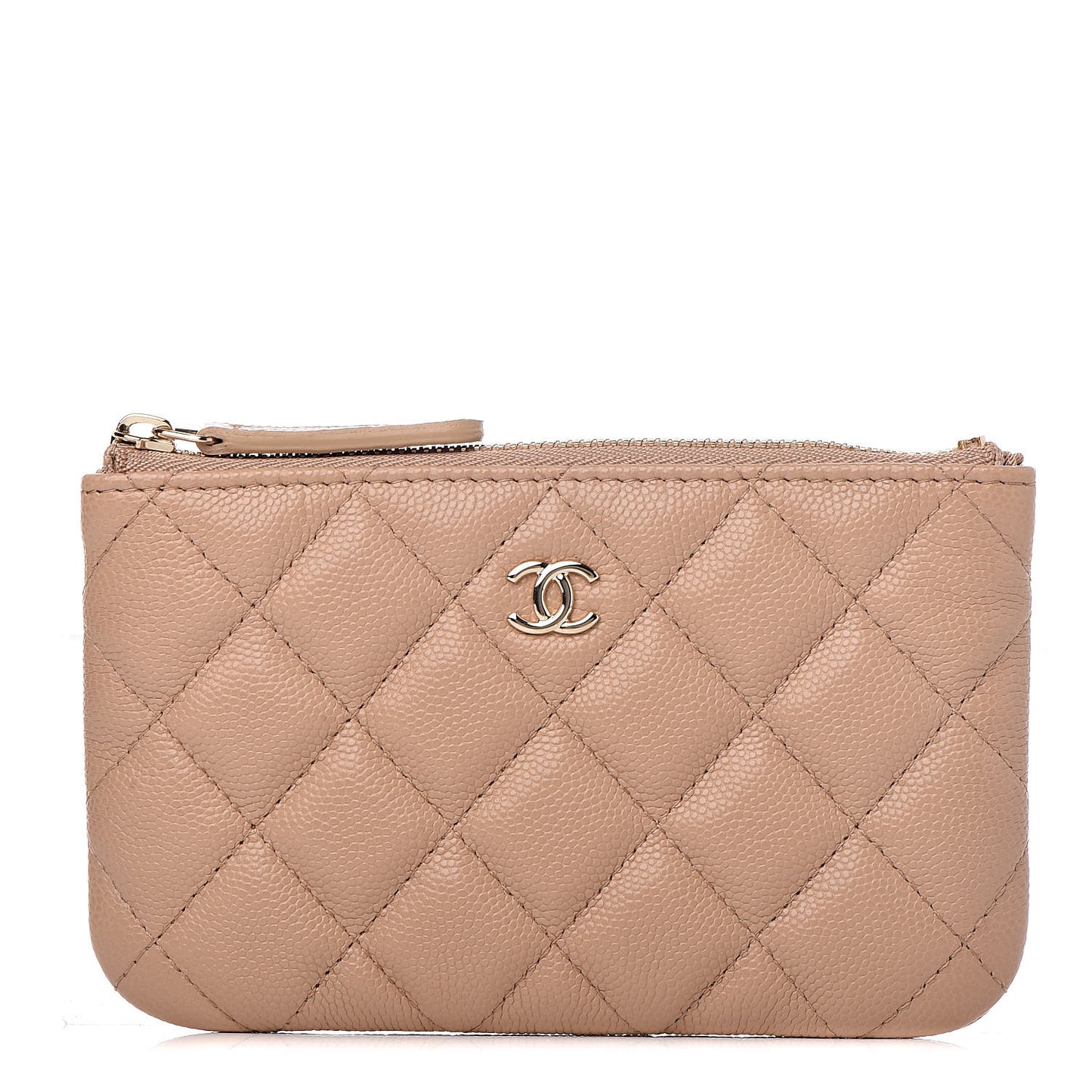 Caviar Quilted Small Cosmetic Case Beige