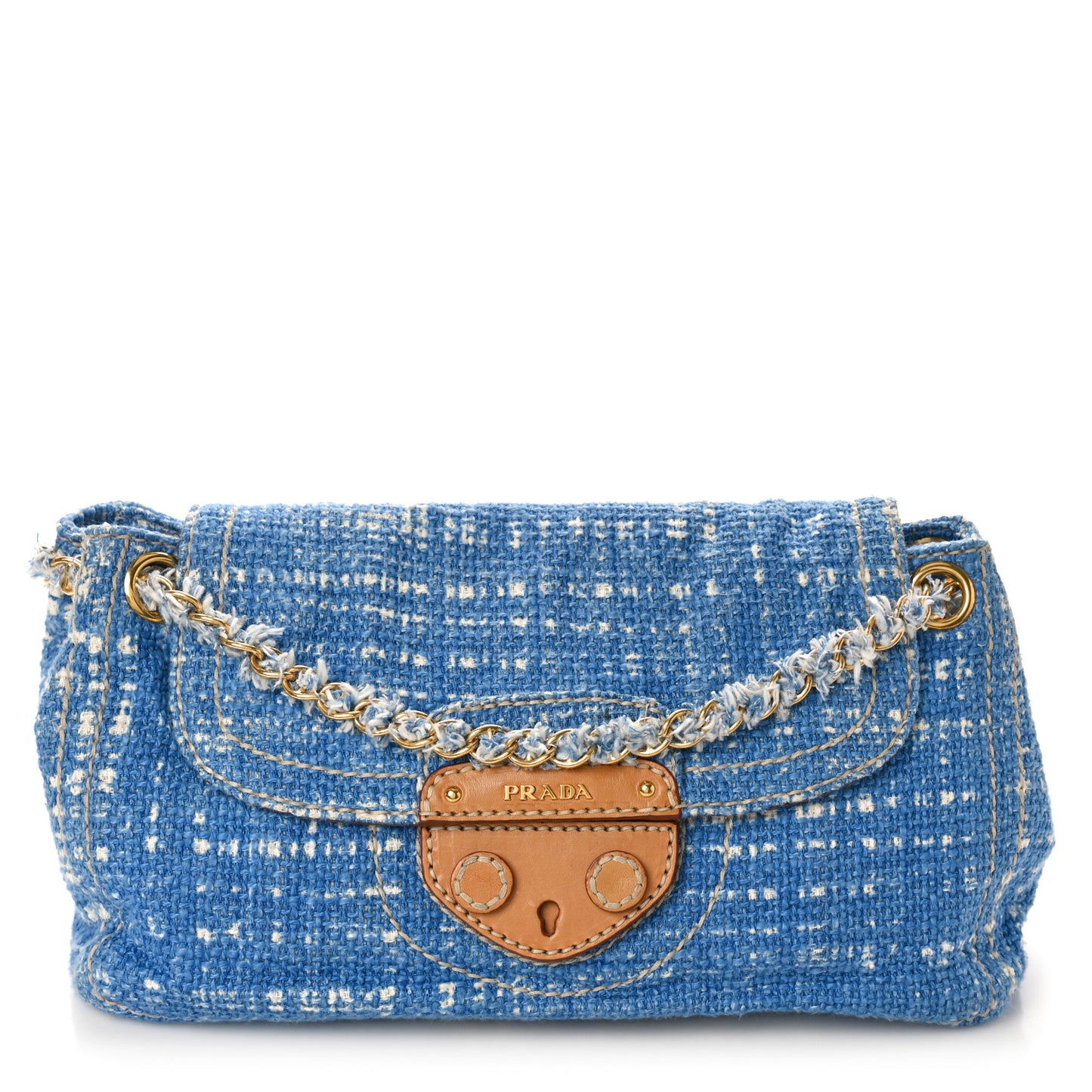 Tweed Medium Shoulder Bag Blue